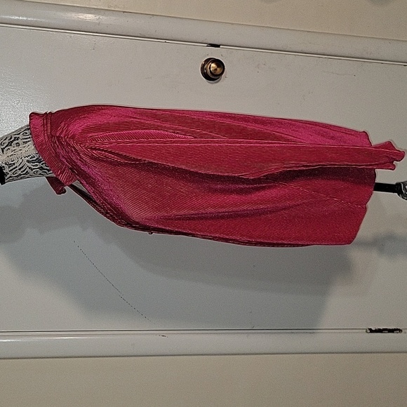 Crushed Velvet Button Down Top Long Sleeve Shirt‎ Fuchsia - Picture 3 of 6